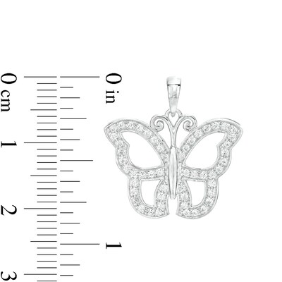 Cubic Zirconia Open Butterfly Charm in Hollow Sterling Silver