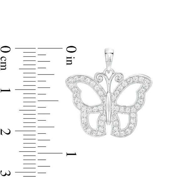 Cubic Zirconia Open Butterfly Charm in Hollow Sterling Silver