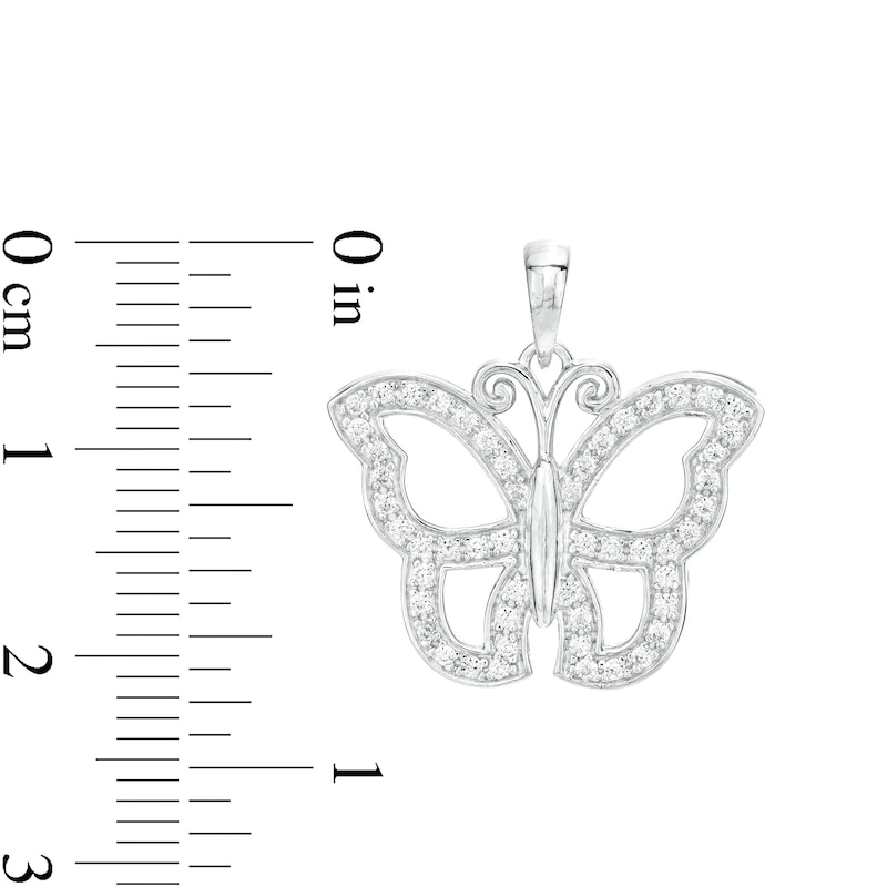 Cubic Zirconia Open Butterfly Charm in Hollow Sterling Silver