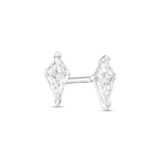 3.5mm Rhombus Shaped Cubic Zirconia Stud Earrings in Sterling Silver