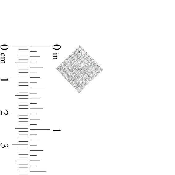 Cubic Zirconia Pavé Square Stud Earrings in Sterling Silver