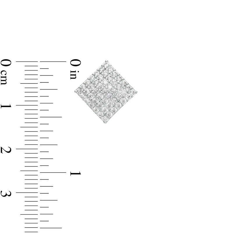 Cubic Zirconia Pavé Square Stud Earrings in Sterling Silver