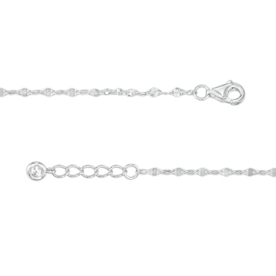 Cubic Zirconia Moon Medallion Chain Bracelet in Sterling Silver - 7.5"