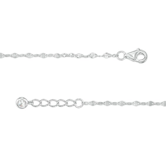 Cubic Zirconia Moon Medallion Chain Bracelet in Sterling Silver - 7.5"