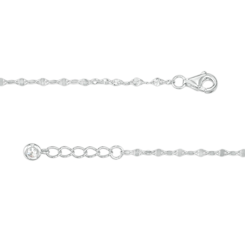 Cubic Zirconia Moon Medallion Chain Bracelet in Sterling Silver - 7.5"