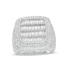 Cubic Zirconia Pavé Multi-Row Halo Ring in Sterling Silver