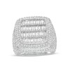 Thumbnail Image 1 of Sterling Silver CZ Multi-Row Composite Square Halo Ring - Size 10