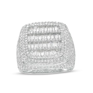 Sterling Silver CZ Multi-Row Composite Square Halo Ring - Size 10