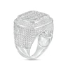 Thumbnail Image 2 of Sterling Silver CZ Multi-Row Composite Square Halo Ring - Size 10