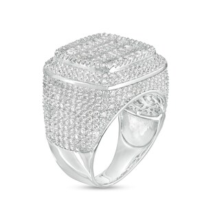 Sterling Silver CZ Multi-Row Composite Square Halo Ring - Size 10