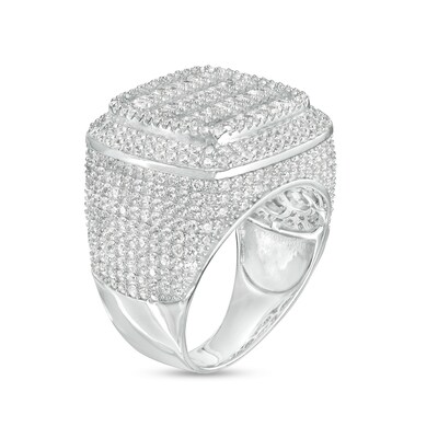Sterling Silver CZ Multi-Row Composite Square Halo Ring - Size 10