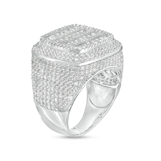 Sterling Silver CZ Multi-Row Composite Square Halo Ring - Size 10