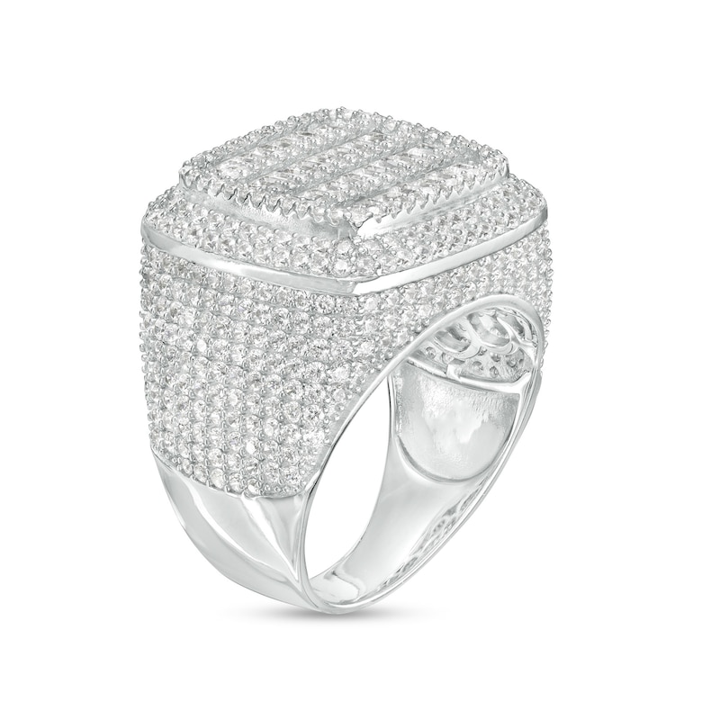 Main Image 2 of Sterling Silver CZ Multi-Row Composite Square Halo Ring - Size 10