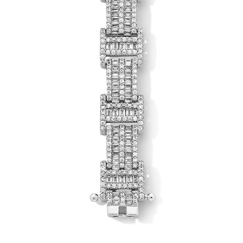 Main Image 4 of Cubic Zirconia Pavé Link Bracelet in Sterling Silver - 8.5"