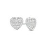 Cubic Zirconia Heart Stud Earrings in Sterling Silver