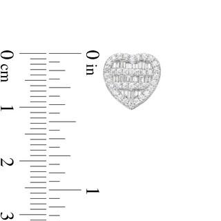Cubic Zirconia Heart Stud Earrings in Sterling Silver