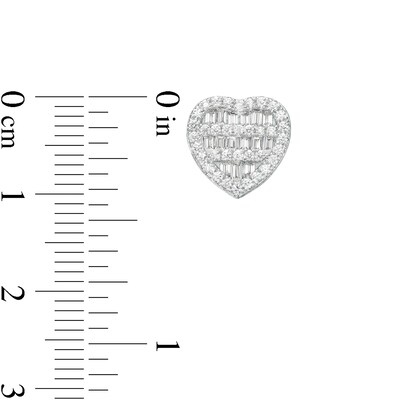 Cubic Zirconia Heart Stud Earrings in Sterling Silver