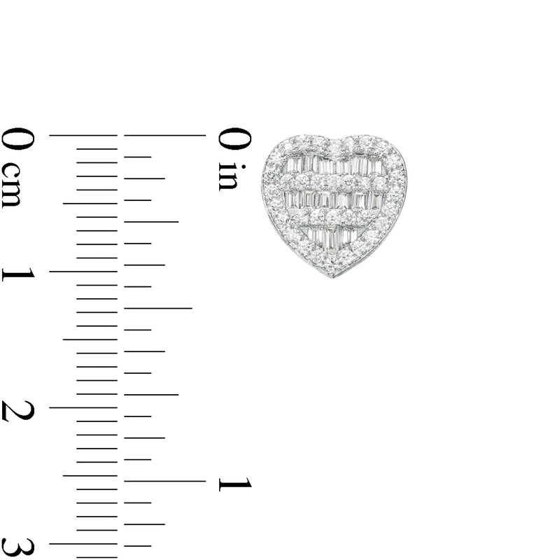 Cubic Zirconia Heart Stud Earrings in Sterling Silver