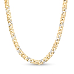 7mm Cubic Zirconia Curb Chain Necklace in 10K Hollow Gold - 20&quot;