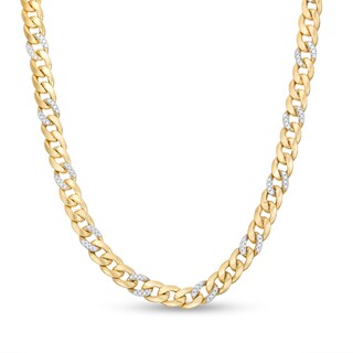 10K Hollow Gold CZ Curb Chain - 20"