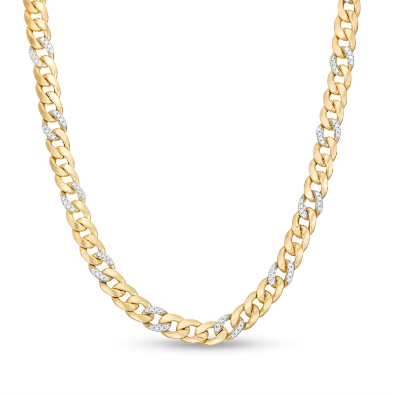Main Image 1 of 10K Hollow Gold CZ Curb Chain - 20"