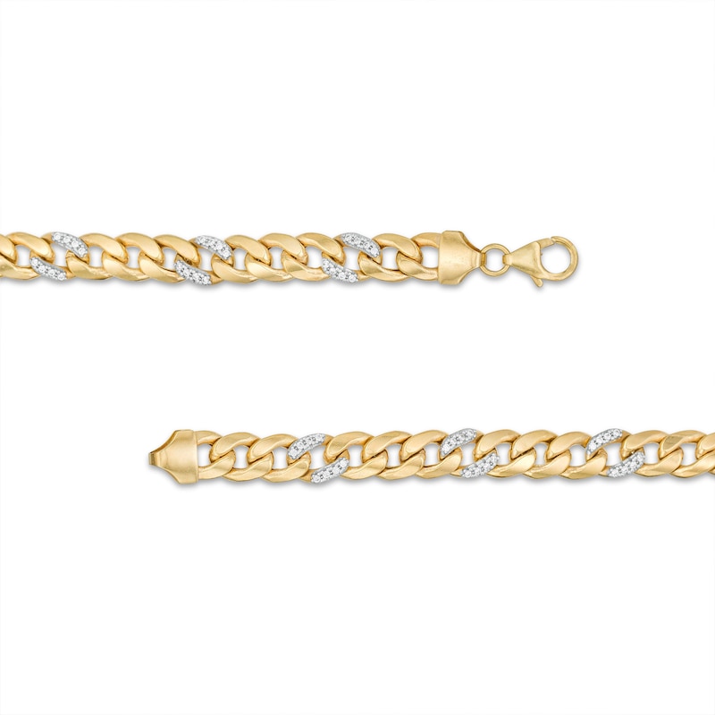 7mm Cubic Zirconia Curb Chain Necklace in 10K Hollow Gold - 20"