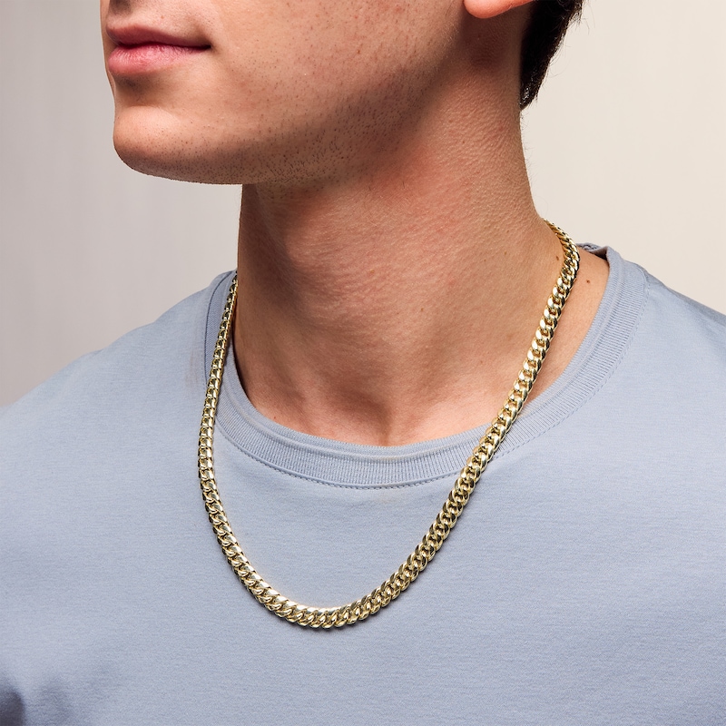 7.4mm Miami Cuban Chain Necklace in 10K Semi-Solid Gold - 22"