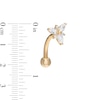 016 Gauge Marquise and Round Cubic Zirconia Trio Curved Barbell in 14K Gold