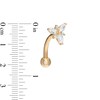 Thumbnail Image 1 of 016 Gauge Marquise and Round Cubic Zirconia Trio Curved Barbell in 14K Gold