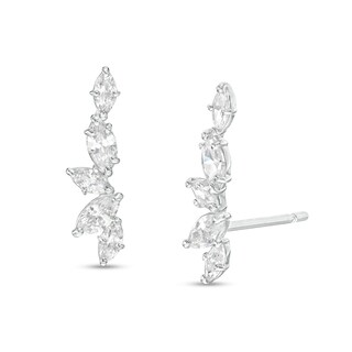 Sterling Silver CZ Multi-Stone Crawler Studs