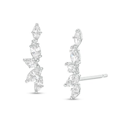 Sterling Silver CZ Multi-Stone Crawler Studs