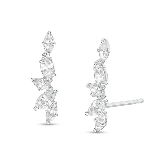 Sterling Silver CZ Multi-Stone Crawler Studs