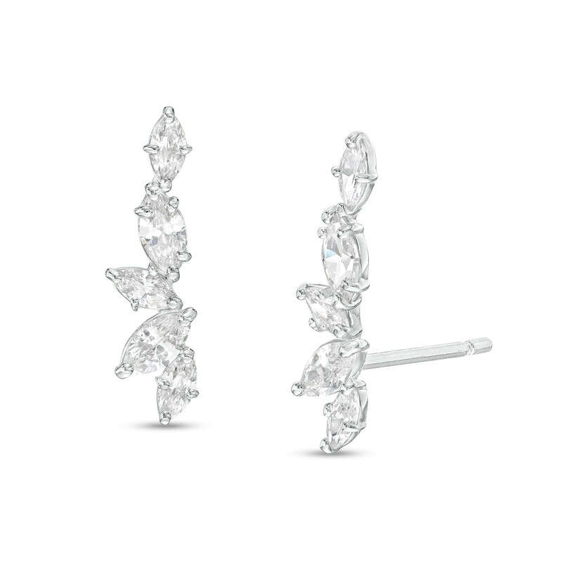 Sterling Silver CZ Multi-Stone Crawler Studs