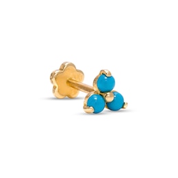 018 Gauge Lab-Created Turquoise Trio Cartilage Barbell in 14K Gold