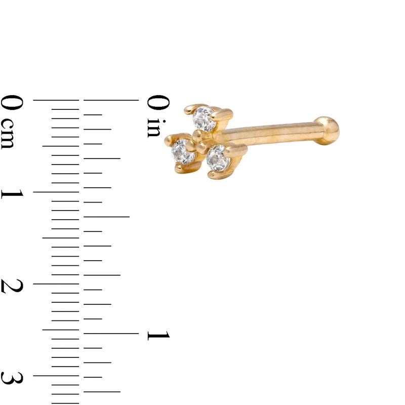 Main Image 2 of 14K Gold Lab-Created Turquoise Trio Stud - 18G 5/16"