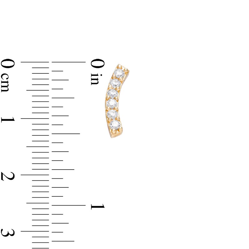 Main Image 2 of 14K Gold CZ Six-Stone Curved Bar Nose Stud - 20G