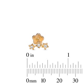 14K Solid Gold CZ Star Trio Crawler Stud - 18G 5/16"