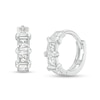 Thumbnail Image 1 of Square Cubic Zirconia Huggie Hoop Earrings in Sterling Silver