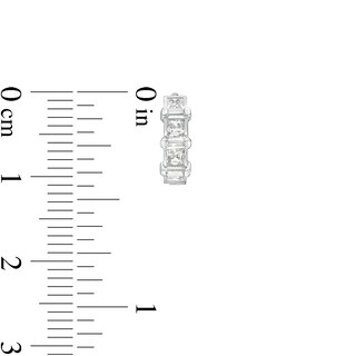Square Cubic Zirconia Huggie Hoop Earrings in Sterling Silver