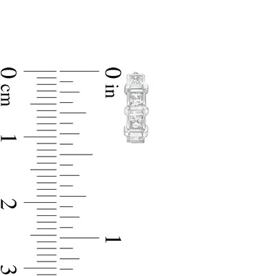 Square Cubic Zirconia Huggie Hoop Earrings in Sterling Silver