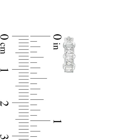 Square Cubic Zirconia Huggie Hoop Earrings in Sterling Silver