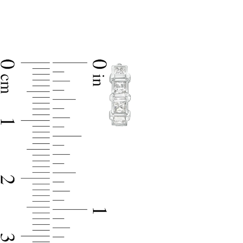 Main Image 2 of Square Cubic Zirconia Huggie Hoop Earrings in Sterling Silver