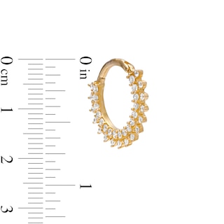 14K Solid Gold CZ Sunburst Hoop - 16G