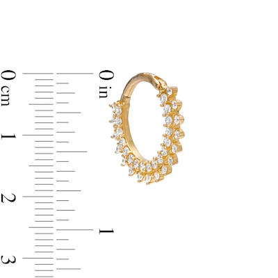 14K Solid Gold CZ Sunburst Hoop - 16G