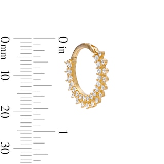 14K Solid Gold CZ Sunburst Hoop - 16G