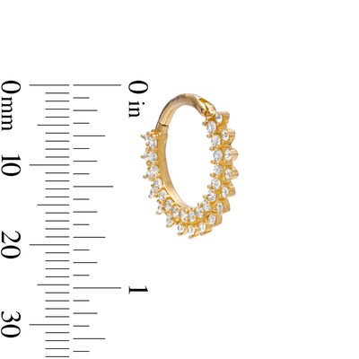 14K Solid Gold CZ Sunburst Hoop - 16G