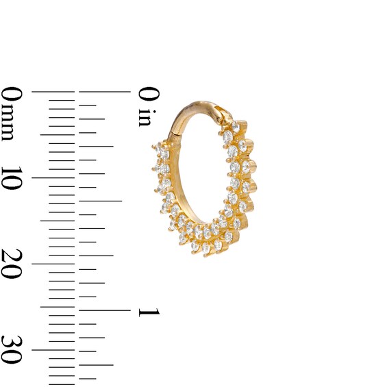 14K Solid Gold CZ Sunburst Hoop - 16G