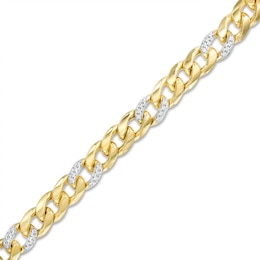 7mm Cubic Zirconia Curb Chain Bracelet in 10K Hollow Gold - 8.5&quot;