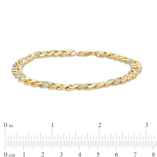 7mm Cubic Zirconia Curb Chain Bracelet in 10K Hollow Gold - 8.5"