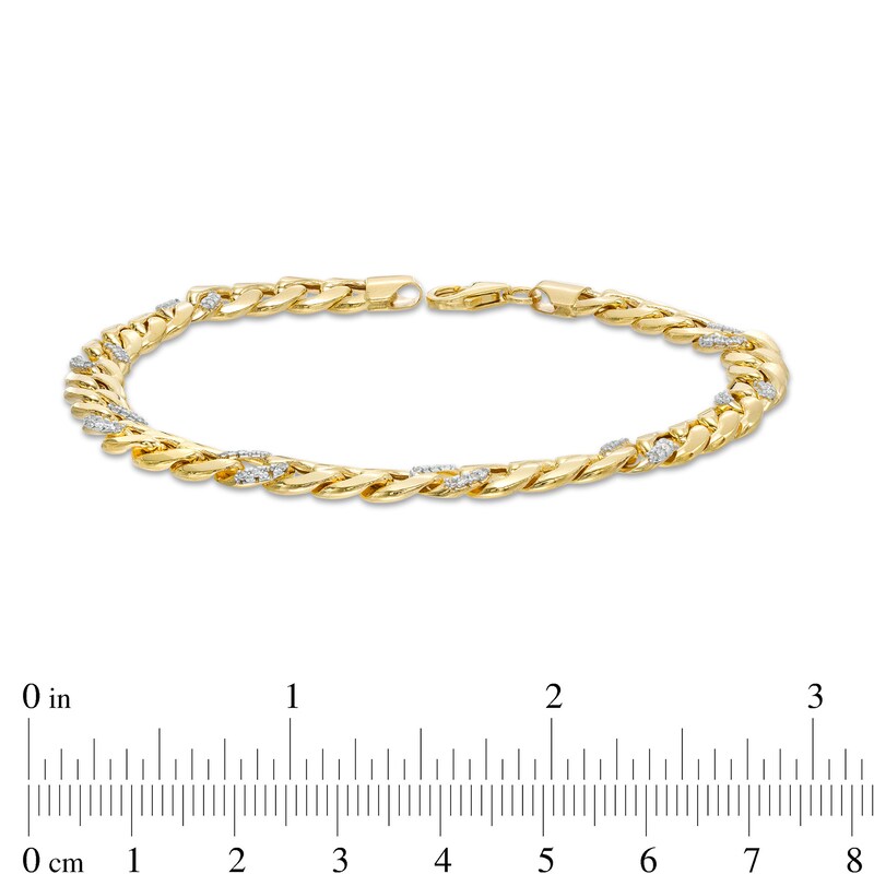 Main Image 2 of 7mm Cubic Zirconia Curb Chain Bracelet in 10K Hollow Gold - 8.5"